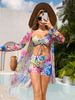 Women's Three Piece Boxer Bikini Swimsuit Fashion Cover Up Beach Two Piece Bowknot Style Sexy Vacation Swimming Suit_ecoleips.com