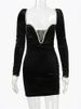 Mozision Long Sleeve Sexy Deep V Neck Wired Diamante Crystal Padded Should Bodycon Outfits Women Winter Velvet Party Dress_ecoleips.com