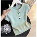 Trendy Women's Color Blocked Short Sleeved Sweater Slimming Duffle Top Knitwear For Summer New Style_ecoleips.com
