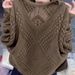 Lace-Knit Oversized V-Neck Sweater Women's Casual Pullover Korean Style Solid Color Loose Fit Spring Autumn Fashion Top_ecoleips.com