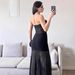 Women Strapless Lace Mesh Splicing Long Dress Famous Style Temperament Slim Fitting Dress For Fashion Girls_ecoleips.com
