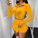 M3086 European And American Cross-Border Women's Solid Color Zipper Short Top Two-Piece Ruffled Pants Half Skirt Set_ecoleips.com
