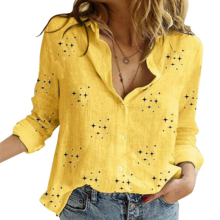 2025 Autumn Women's New Shirt Printed Loose Long Sleeve Top_ecoleips.com