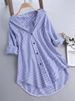 New Women's Loose Vertical Striped Medium And Long Shirt Casual Fashion Long-sleeved Shirt_ecoleips.com