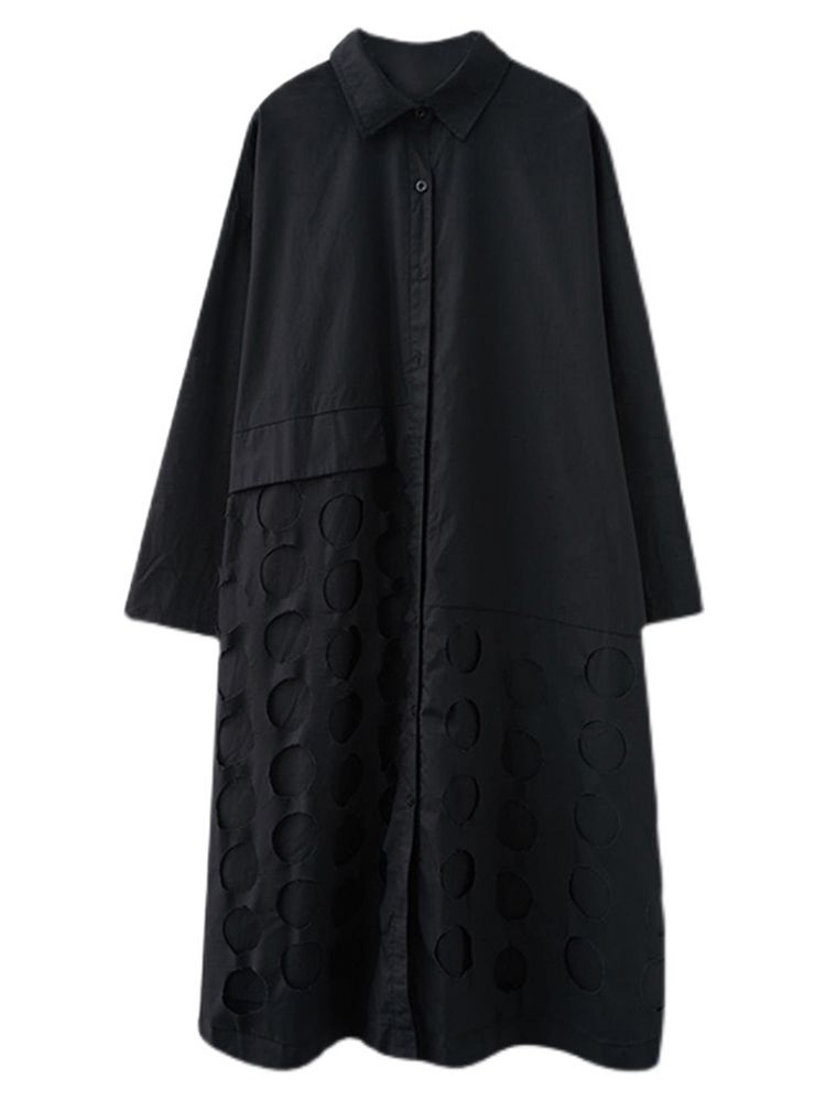 Green Vintage Hollow Out Shirt Dresses For Women New Long Sleeve Loose Casual Dress Elegant Clothing Fashion Spring Autumn 2026_ecoleips.com