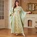 Women's Clothing Fashion Sequins Heavy Embroidery Dress Bat Sleeve Waist Loose Robe_ecoleips.com