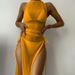 Aria Basics New Style European And American Solid Color Long Swimsuit Sun Protection Cover-Up Bikini Beach Skirt Three-Piece_ecoleips.com