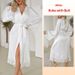Aria Basics European And American Cross-border Women's Satin Bathrobe, Long Lace Sexy Comfortable Nightgown, French-style Tie Home_ecoleips.com