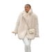 Luxury Faux Fur Coat With Notched Collar - Winter Warm Longline Jacket For Women, Elegant Streetwear Style, Soft & Cozy Outerwear_ecoleips.com
