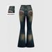 Women's Clothing Slim Fit Embroidered Flared Jeans Vintage Embroidered Flare Jeans For Women - Stretchy High-Waisted Denim Pants With Retro Wash_ecoleips.com