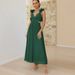 Women's Floral Chiffon Dress Summer Pleated Full Skirt Backless Cross Tie Rope Gown Casual Vintage Style for Women_ecoleips.com