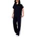 Women's Color Block Two Piece Set Casual Crew Neck Short Sleeve T-Shirt And Straight Leg Pants_ecoleips.com