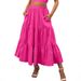 Women's Summer Bohemian Pleated A-Line Flared Tiered Midi Skirt With Pockets, Flowy & Swishy 2026_ecoleips.com