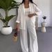 Women's Clothing spring and summer new fashion solid color loose tops casual wide leg pants women's two piece suit_ecoleips.com