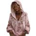 Unisex Hooded Zip-Up Sweatshirt With Cherry Blossom Art Print, Loose Fit, 3d Floral Design, Long Sleeve, Casual Streetwear_ecoleips.com
