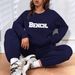 Women's Printed Two Piece Tracksuit, Long Sleeve Pullover Top And Drawstring Waist Pants, Casual Sportswear For Spring And Fall_ecoleips.com