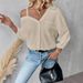 Women's Clothing Three Quarter Sleeve Off Shoulder Cardigan Textured Single Breasted Casual Shirt_ecoleips.com