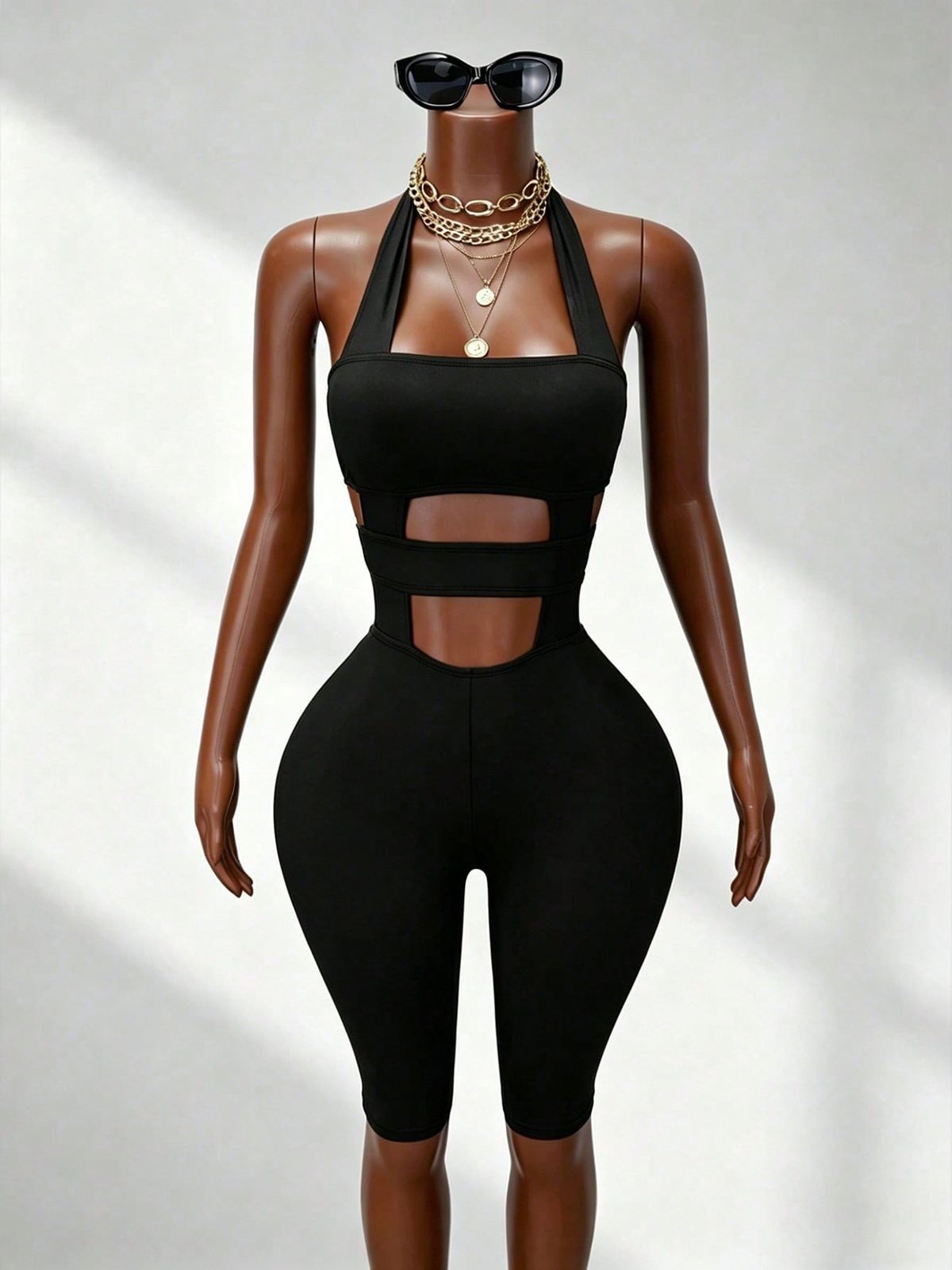 New 2026 Women's Solid Color Fitted Jumpsuit Casual Halter Neck Backless Sportswear Fashionable And Sophisticated_ecoleips.com