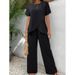 Women's Clothing Two Piece Suit Short Sleeved Pullover Round Neck Loose Casual Irregular Suit_ecoleips.com