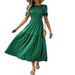 DiYun European And American Casual Resort Style Ruffle Sleeve Waist-Cinching Women's Long Dress 2025_ecoleips.com