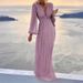 Women's Clothing Apricot Fashion V Neck Long Sleeved Sequined Dress_ecoleips.com