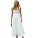 Summer New Women's Elegant Square Neck Sleeveless Slimming Suspender Dress European And American Style Waist Wholesale_ecoleips.com