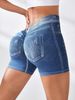 Women's Clothing Denim Seamless Yoga Shorts Back V Waist Hip Lift Quick Drying Tight Running And Fitness Shorts_ecoleips.com