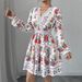 Women's Clothing New Privé Pattern V Neck Long Sleeve Dress_ecoleips.com