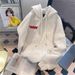 Couple Hooded Sweatshirt American Style Fleece Lined Thickened Long Sleeved Casual Trendy Top for Women Autumn Winter New 2025_ecoleips.com