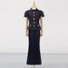 Fashion Casual For Women 2025 Summer New Elegant Round Neck Metal Buckle Patchwork Design Long Skirt Suit_ecoleips.com