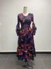Spring New Women's Plus Size Slim Fit V Neck Printed Pleated Casual Dress European American Fashion 2026_ecoleips.com