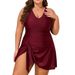 Aria Basics 2026 New European And American Women On , Solid Color One-Piece Skirt Style Plus Size Swimwear For Ladies_ecoleips.com