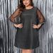 Sparkling Plus Size Summer Dress – Flowy Short Sleeve Round Neck Dress With Glitter Details, Comfortable & Stylish_ecoleips.com