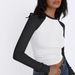 Women's Clothing American Style Women's Long Sleeved Shirt Slim Fit Stretchy Color Blocked Slightly Short Milk Silk Top Autumn Hot_ecoleips.com