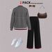 Women's Spring Autumn Style Color Block Jacket Set With Loose Straight Leg Trousers_ecoleips.com