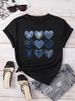 Women Cowboy Heart Print T-Shirt For Valentine's Day Gifts Fashion Crew Neck Short Sleeve T-Shirt Casual Women's Clothing_ecoleips.com