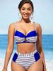Women's Clothing Striped Casual Navel Baring Sexy Hot Girl Swimsuit Suit_ecoleips.com