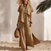 Summer Fashion Women's Casual Top And Wide Leg Pants Set Irregular Short Sleeve with Slit European And American Style_ecoleips.com