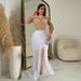 Voya Voya Women's European And American Women's Fashion New Style Stylish Slim-fit Spliced Rhinestone Slit_ecoleips.com
