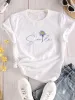 Flower & Letter Print Crew Neck T-Shirt Casual Short Sleeve T-Shirt For Summer Women's Clothing Comfortable Soft Creative Tops_ecoleips.com