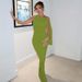 Hot-Selling Women's Fashion 2024 Summer New Fashionable Elegant One-Shoulder Ribbon Solid Color Dress Wholesale_ecoleips.com