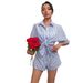 2026 Spring/Summer Cross-Border European And American Women's Fashion New Stylish Turn-Down Collar Striped Short-Sleeve_ecoleips.com
