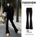 Black Slim-fit Micro-flare Jeans For Women, 2026 Spring/autumn New Style, High-waisted, Slimming, Petite-friendly,_ecoleips.com