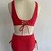 Women's Clothing Split Twist Bikini Solid Color High Waisted Sexy Tie Up Hollow Swimsuit For Women_ecoleips.com