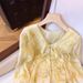 Sweet And Youthful V-neck Bell-sleeve Chiffon Blouse, Spring-summer High-end Style, Ultra-fairy, Irregular Tie Straps,_ecoleips.com