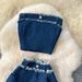 Women's Clothing Girl Outfit: Feminine Raw Edge Sleeveless Tube Top Vest High Waist Fishtail Skirt Denim Two Piece Suit_ecoleips.com