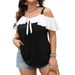 Women's Clothing Off Shoulder One Shoulder Neck Lotus Leaf Sleeve Suspender Short Sleeve_ecoleips.com