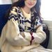 girl Feil Island Loose Round Neck Sweater For Women, Autumn And Winter Thickened Retro College Style Jacquard Versatile_ecoleips.com