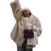 Luxury Fur Coat For Women, Winter Warm Longline Open Front Jacket, Soft Fluffy Cozy Oversized Cardigan, Elegant Streetwear Style (White/Coffe)_ecoleips.com