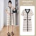Summer New Korean Fashion V-neck Knitted Striped Maternity Dress_ecoleips.com